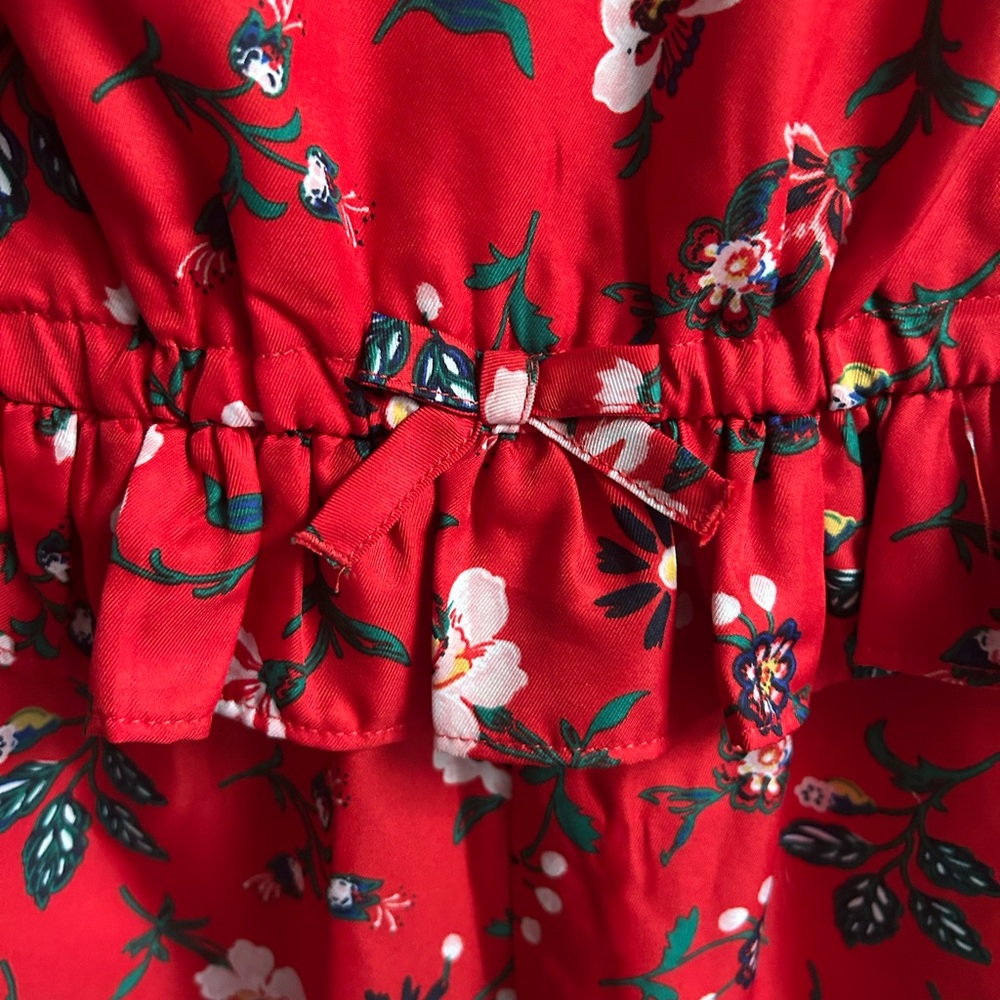 NWT Janie and Jack Girls Vibrant Red Floral Romper Size 7 - Picture 5 of 6